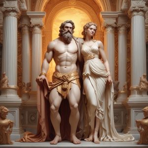 Greek god Hephaestus alongside the goddess Aphrodite